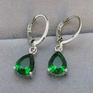 Green Teardrop Dangles
